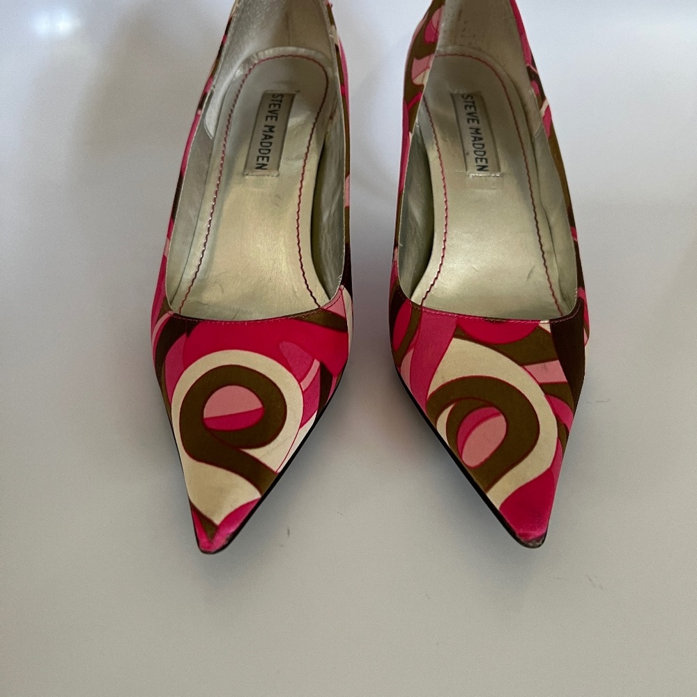 Steve Madden Chelsee Stain Pump Multi Pointed Toe Silver Heels Shoes Sz 6.5 M - Picture 3 of 12